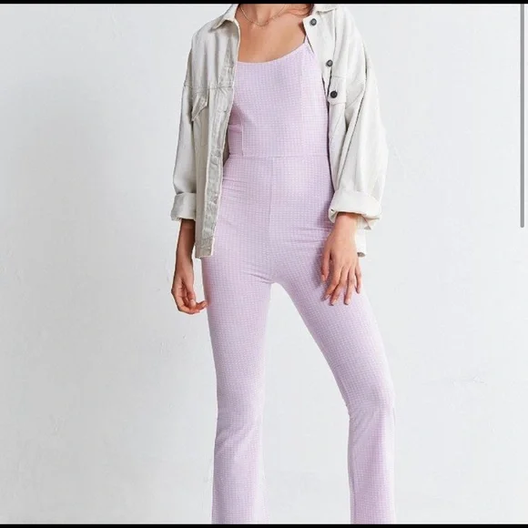 Urban Outfitters Lavender Gingham Bodycon Jumpsuit - Picture 3 of 5